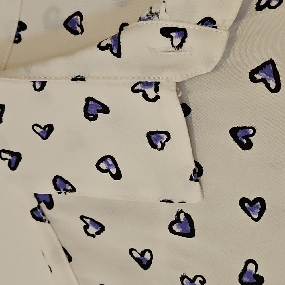 Casa Cabana Women's Rayon Heart Print Button-Up Shirt - Picture 4 of 12